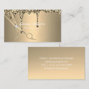 Cartão De Visita Gradiente de Glitter Modernos Cabelereiros Dourado
