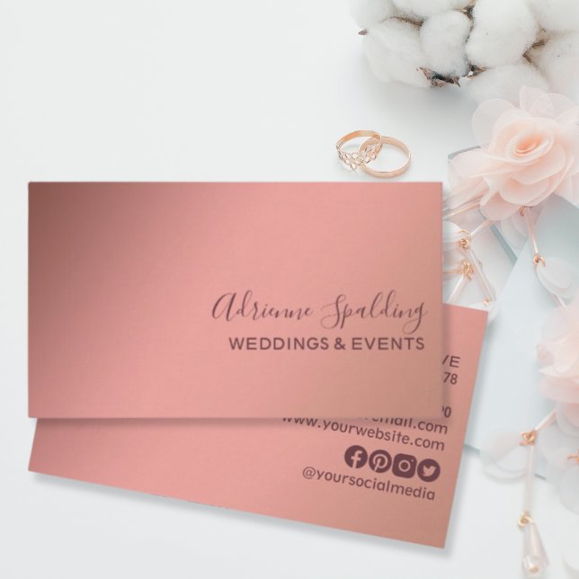 Cartão De Visita Gradiente Dourado mínimo de Rosa moderno (Criador carregado)