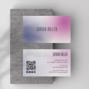 Cartão De Visita Gradiente Estético Minimalista Rosa Roxo Branco