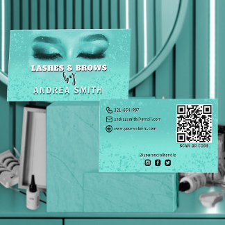Cartão De Visita Gradiente Lashes Teais Brows Makeup Artista Código