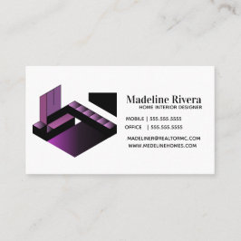 Cartão De Visita Gradiente Ombre Roxo Designer Interior Casa Preto