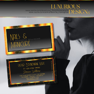 Cartão De Visita Gradiente Preto de Quadro Laranja Casual Na moda M