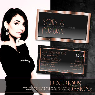 Cartão De Visita Gradiente preto Dourado Rosa de luxo com Luxo de L