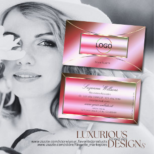 Cartão De Visita Gradiente Rosa Verde Brilhante com Logo Glamouroso