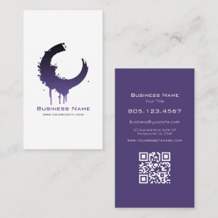 Cartão De Visita Gradiente Roxo e Preto em Espiral Personalizável