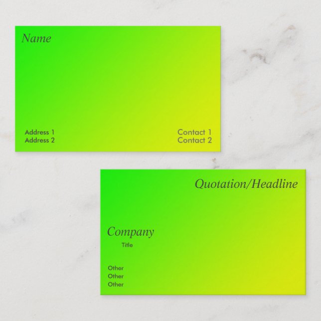 cartão de visita gradiente verde amarelo (Frente/Verso)