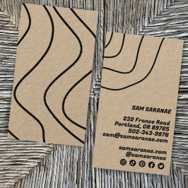 Cartão De Visita Gráfico exclusivo de Abstrato Kraft de linhas mini