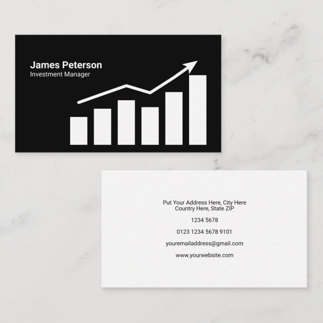 Cartão De Visita Gráfico Gráfico | Aumento | Preto (Frente/Verso)