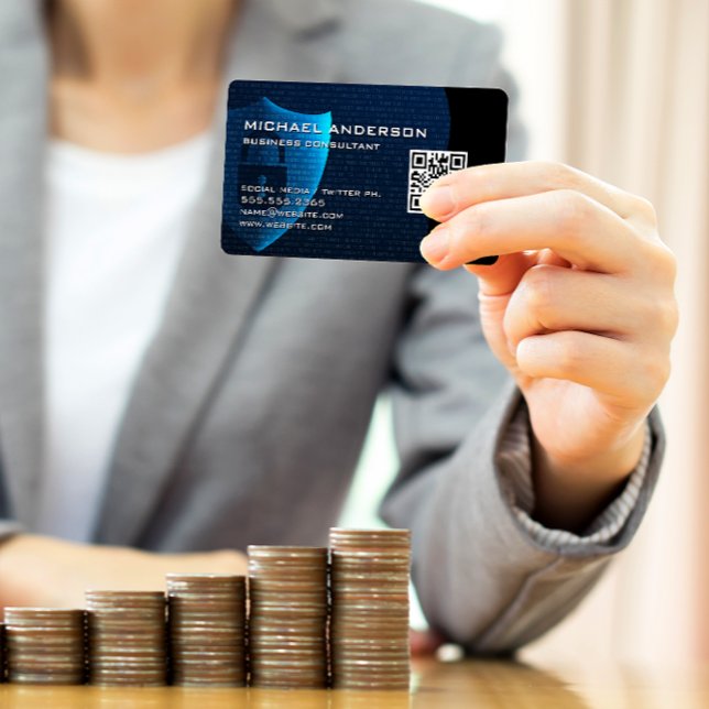 Cartão De Visita Gráficos Security Shield | Código QR (Criador carregado)