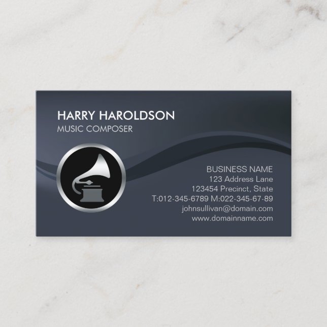 Cartão De Visita Gramophone Icon Music Composer Business Card (Frente)