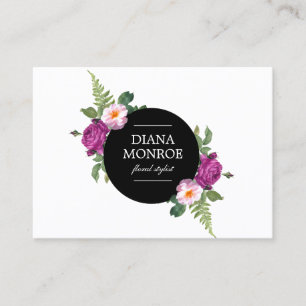 Cartão De Visita Grande branco da grinalda floral moderna do