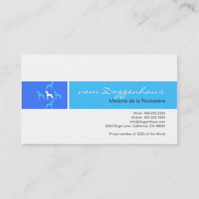 Cartão De Visita Grande Dane formal (Verso)