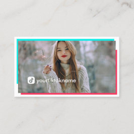 Cartão De Visita Grande Foto, Turquesa Rosa Quente, Mídia Social