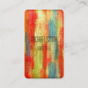 Cartão De Visita Grãos Coloridos Profissionais Modernos de Madeira 