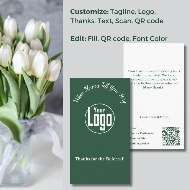Cartão De Visita Gratidão: Compro Florista Referendo Obrigado (Gratitude: Florist Shop Referral Thank You Business Card)