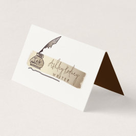 Cartão De Visita Gravador de Caneta Dourada de Quill com Vintage pr