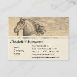 Cartão De Visita Gravura antiga elegante do cavalo espanhol