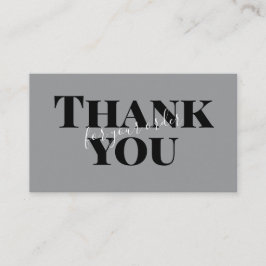 Cartão De Visita Gray Bold Thank You Card Social Media Small Busine