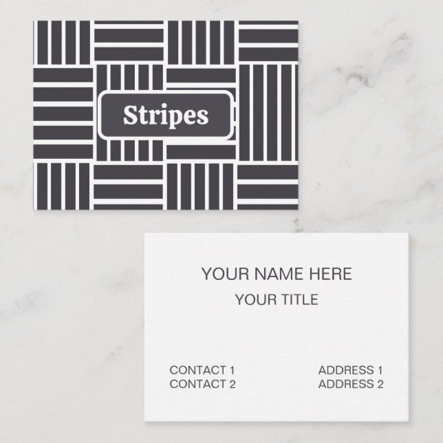 Cartão De Visita Gray White Horizontal Vertical Stripes (Frente/Verso)