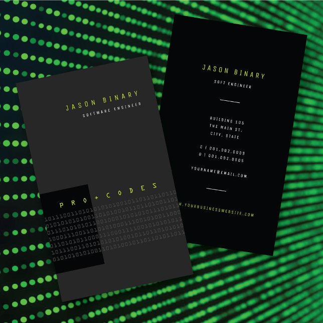 Cartão De Visita Green Binary Code Computer Tech Modern Minimalist (Green Binary Code Computer Program Tech Modern Minimalist Business Card @ zazzle.com/color_therapy)