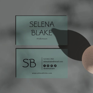 Cartão De Visita Green Boho minimalista   Trendy Retro Chic