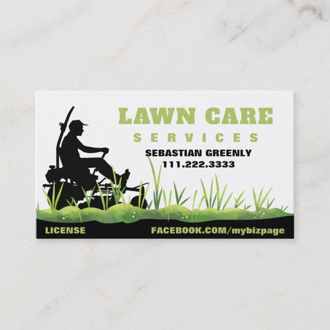Cartão De Visita *~* Green Lawn Care Paisaging Grass Modern (Frente)
