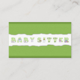 Cartão De Visita Green Linen Babysitting & Child Care Card