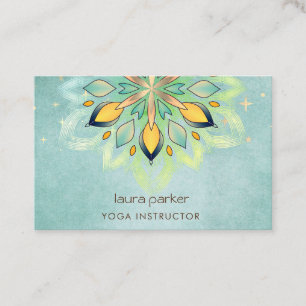 Cartão De Visita Green Mandala Holística Lotus Floral Zen Yoga