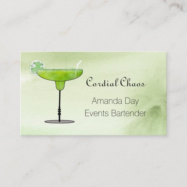 Cartão De Visita Green Martini Glass with Fruit Business Card (Frente)