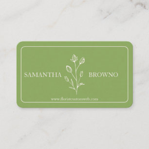 Cartão De Visita Greenery Beige Frame Flower