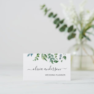 Cartão De Visita Greenery Foliage Planner Moderno Elegante