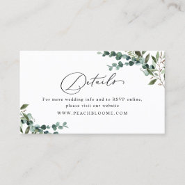 Cartão De Visita Greenery QR Code Wedding Details Enclosure Card