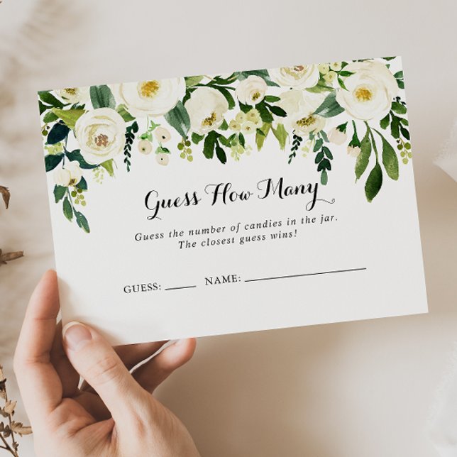 Cartão De Visita Greenery White Floral Advia Quantos Placas De Jogo (Criador carregado)