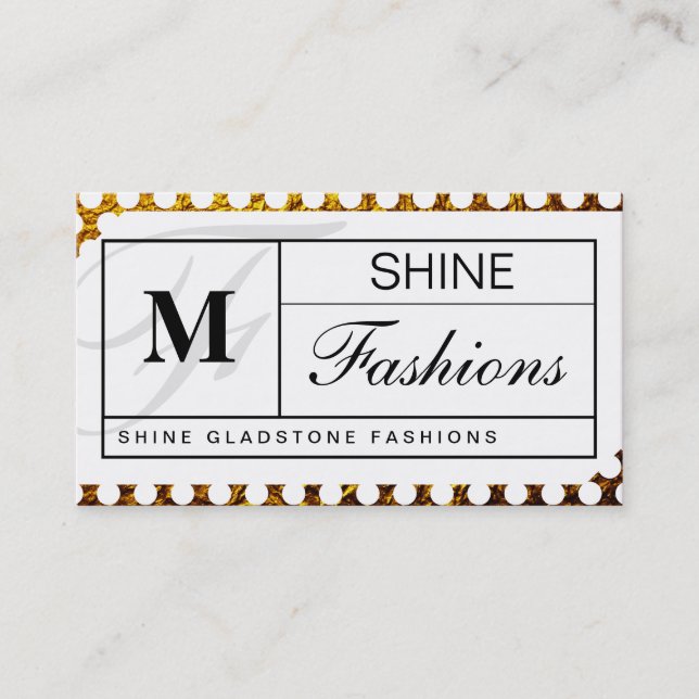 Cartão De Visita Grelha do Monograma (bolinhas brancas em flocos do (Frente)