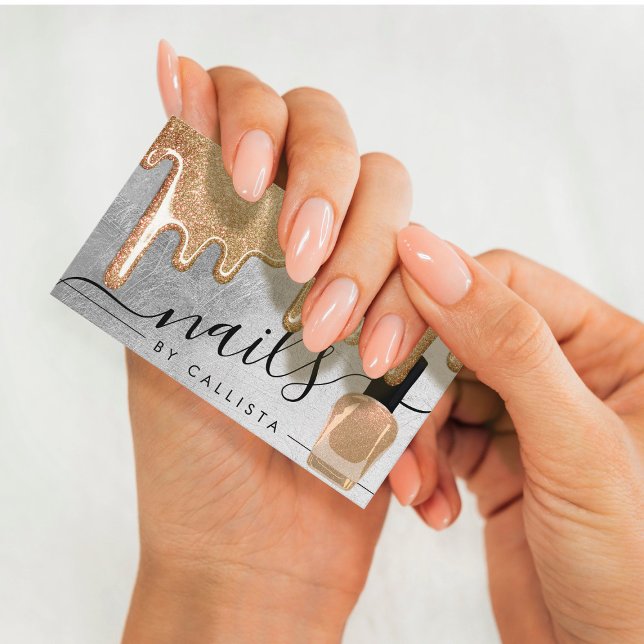 Cartão De Visita Grelha Dourada de Prata Espessa Glitter Coloca Unh (Criador carregado)