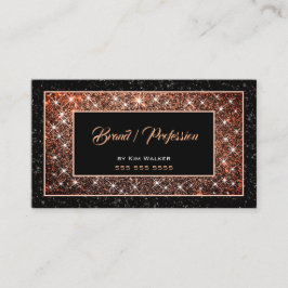 Cartão De Visita Grelha preta de mídia social brilhante Rosa Dourad