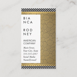 Cartão De Visita Grelhas e Camadas Metálicas Douradas Grelha Padr