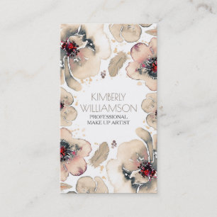 Cartão De Visita Grinalda das penas de Boho das flores da aguarela