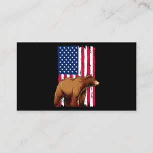 Cartão De Visita Grizzly Bear Amadurece bandeira americana