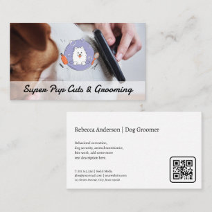 Cartão De Visita Groomer Brushing Dog   Serviços animais