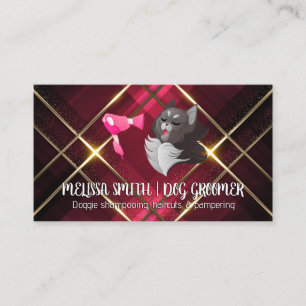 Cartão De Visita Groomer   Gato Cinto   Secador de Voo