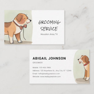 Cartão De Visita Grooming de Pet de Aquarela com Corgi