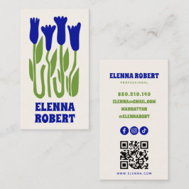 Cartão De Visita groovy boho flowers script business card