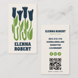 Cartão De Visita groovy boho flowers script business card