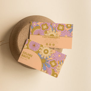 Cartão De Visita Groovy Floral Boho Girly Trendy