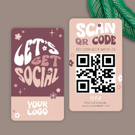 Cartão De Visita Groovy Trendy Social Media Scannable QR Code
