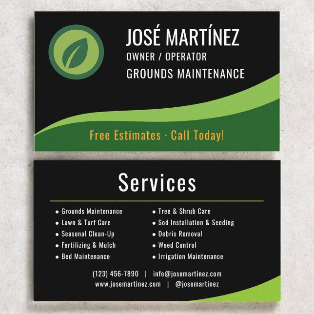 Cartão De Visita Grounds Maintenance Landscaping Lawn Service (Criador carregado)