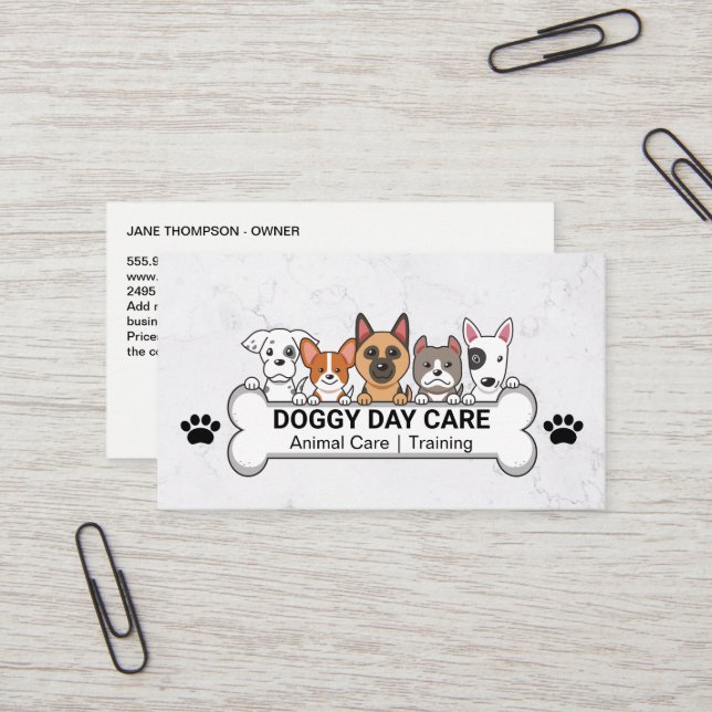 Cartão De Visita Group of Dogs | Dog Bone | Pet Care (Frente/Verso In Situ)
