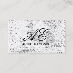 Cartão De Visita Grunge de Script Monograma Elegante