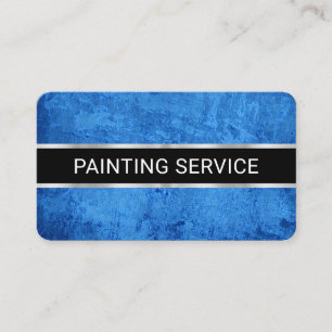 Cartão De Visita Grunge de Tinta Azul Minimalista Simples